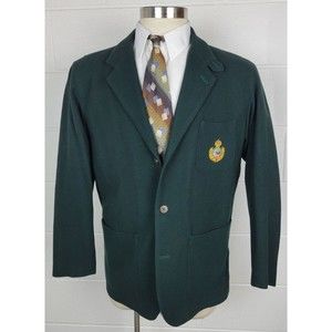 Facconable Mens Green Wool Blend Crested‎ Sport Coat Jacket A Goldberg France L